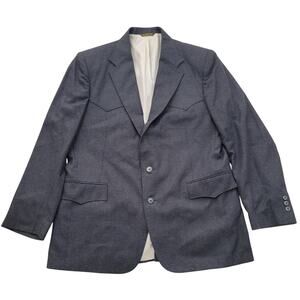 VTG Pagano West USA Wool Blend Denim Look Rockabilly Blazer Sport Coat 44S